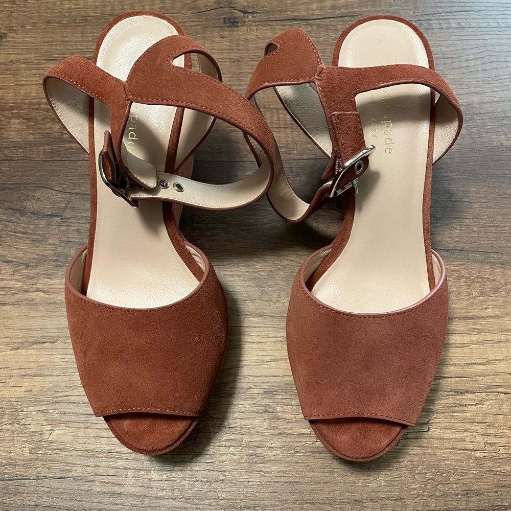 Kate Spade Key Lime Suede Wedge Sandals - Picture 12 of 15
